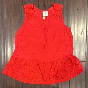Knox Rose Vibrant Red Sleeveless Eyelet Top